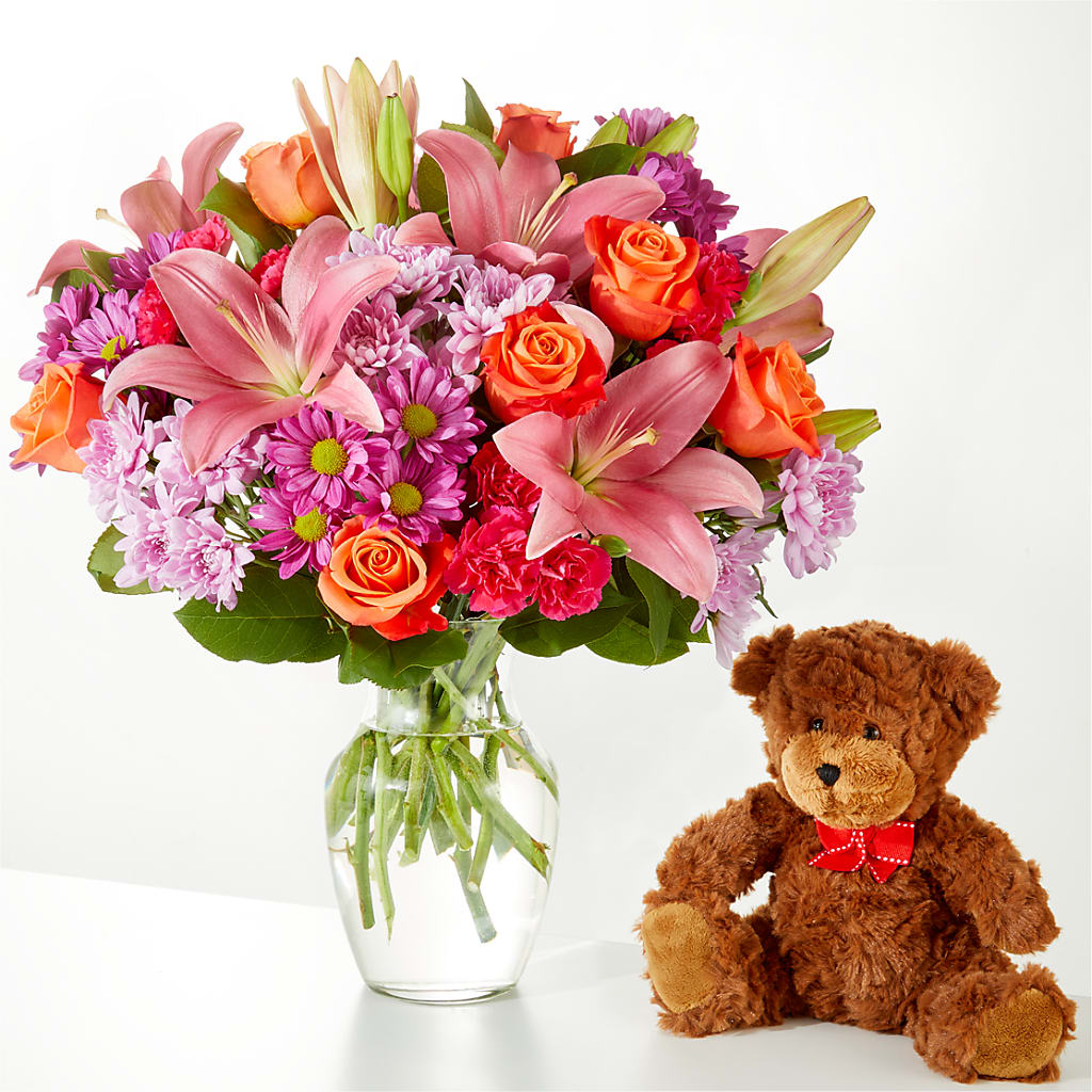 One and Only Bouquet and Bear Bundle – Guru Flowers, Port Saint Lucie FL