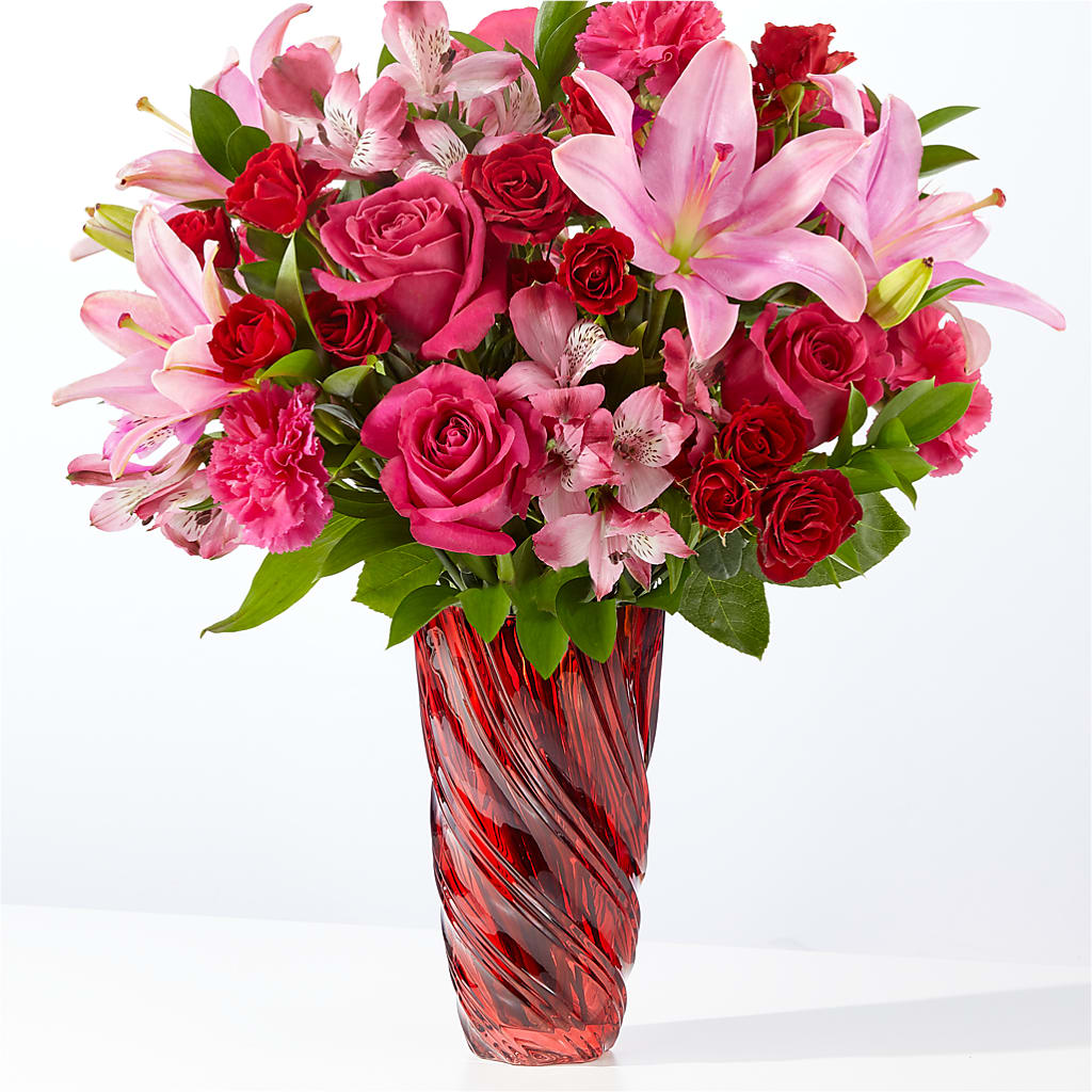 In Love Bouquet with Luxe Swirl Vase – Guru Flowers, Port Saint Lucie FL
