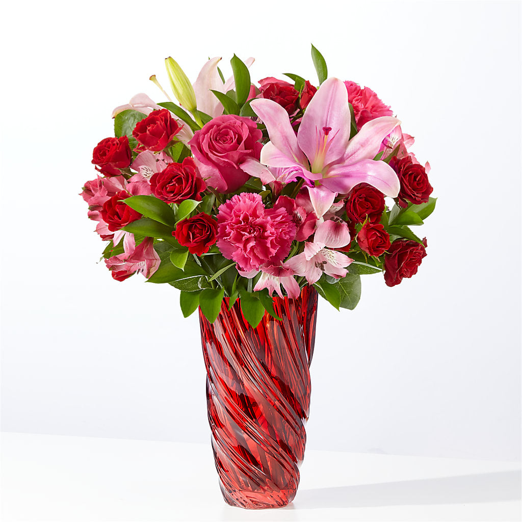 In Love Bouquet with Luxe Swirl Vase – Guru Flowers, Port Saint Lucie FL
