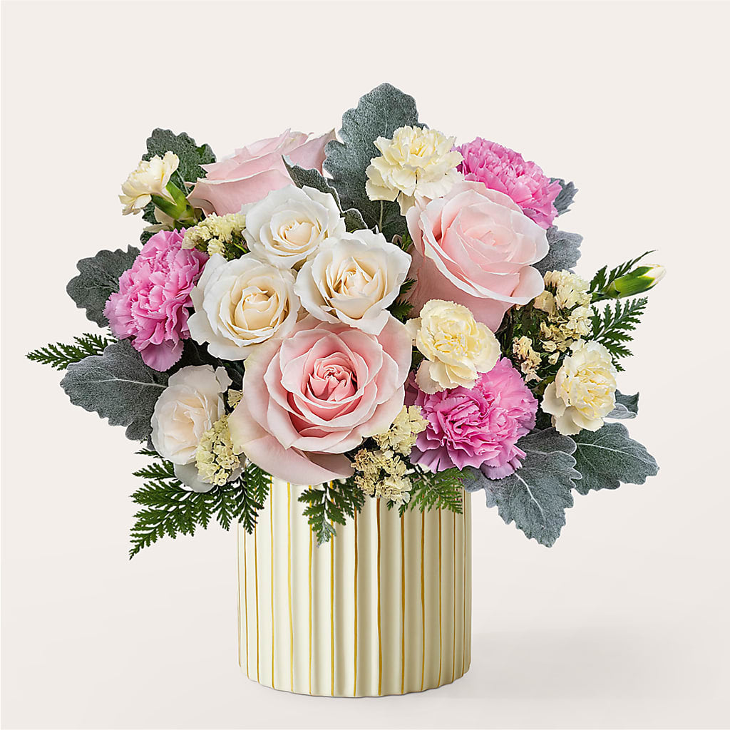 Blissful Moments Bouquet with Ivory Vase – Guru Flowers, Port Saint Lucie FL