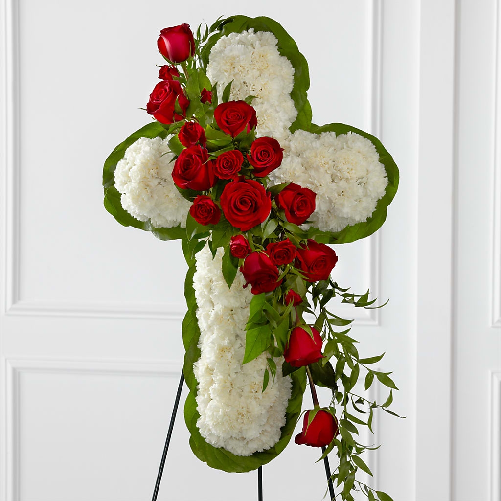 Floral Cross Easel – Guru Flowers, Port Saint Lucie FL