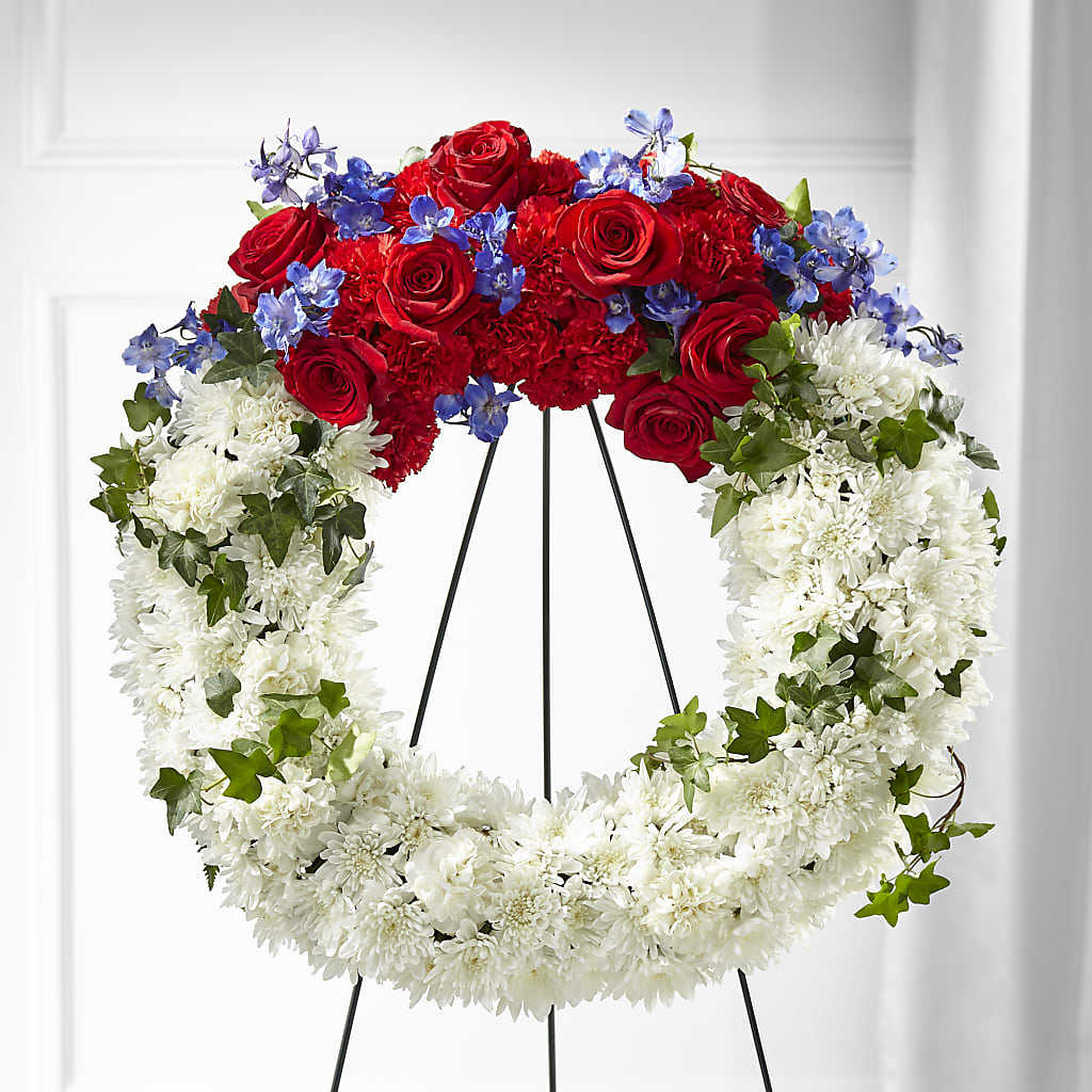 Patriotic Passion Wreath – Guru Flowers, Port Saint Lucie FL