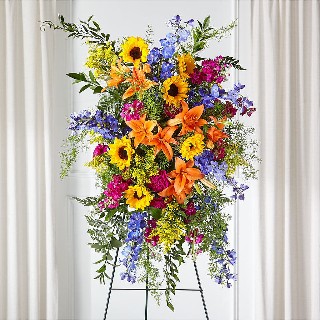 Sunlit Memories Standing Spray (Standard) – Guru Flowers, Port Saint Lucie FL