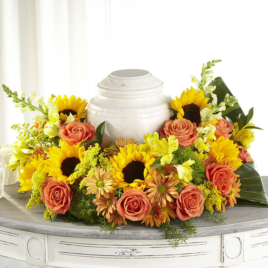 Faithful Sunflower Cremation Adornment – Guru Flowers, Port Saint Lucie FL