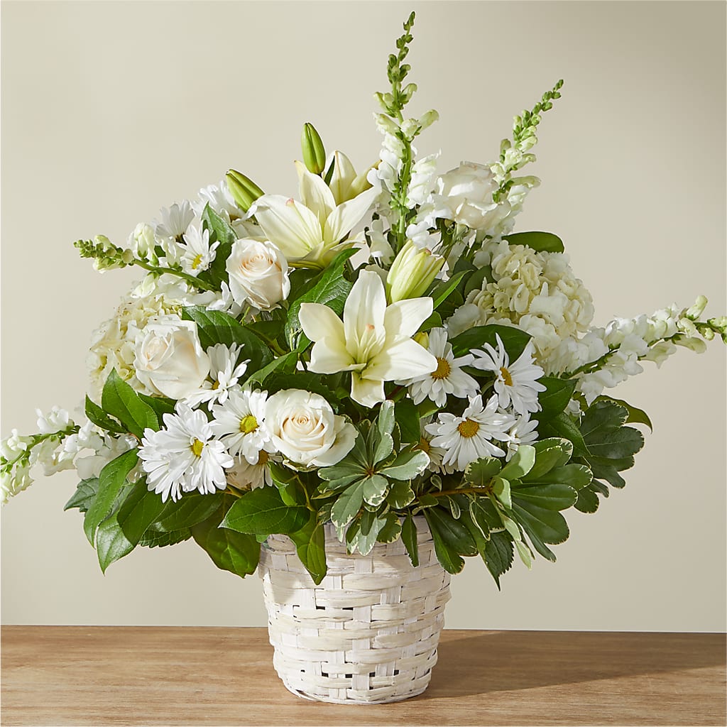 Ivory Elegance Floral Basket – Guru Flowers, Port Saint Lucie FL