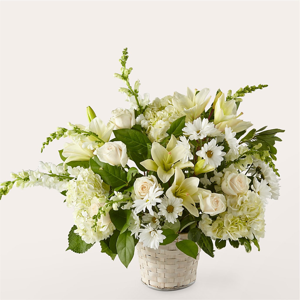 Ivory Elegance Floral Basket – Guru Flowers, Port Saint Lucie FL