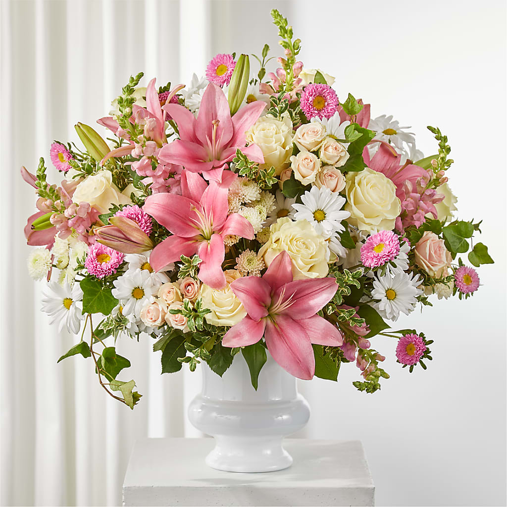 Empathetic Blooms Urn Arrangement – Guru Flowers, Port Saint Lucie FL