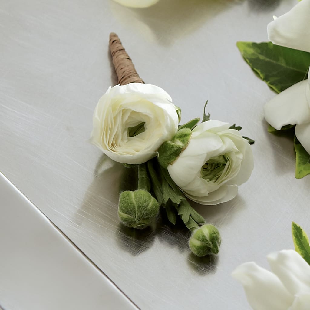 White Ranunculus Boutonniere – Guru Flowers, Port Saint Lucie FL