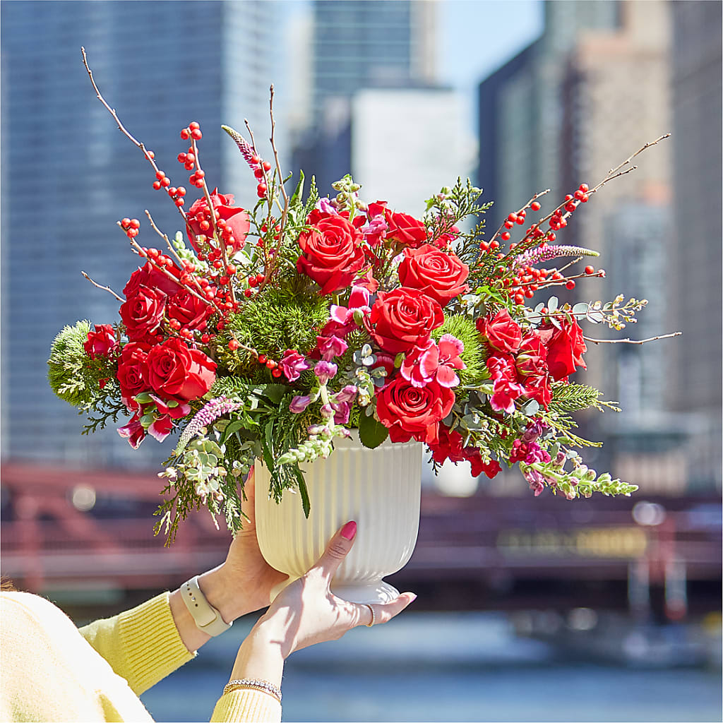 Big Red Bow Bouquet –  Guru Flowers, Port Saint Lucie FL