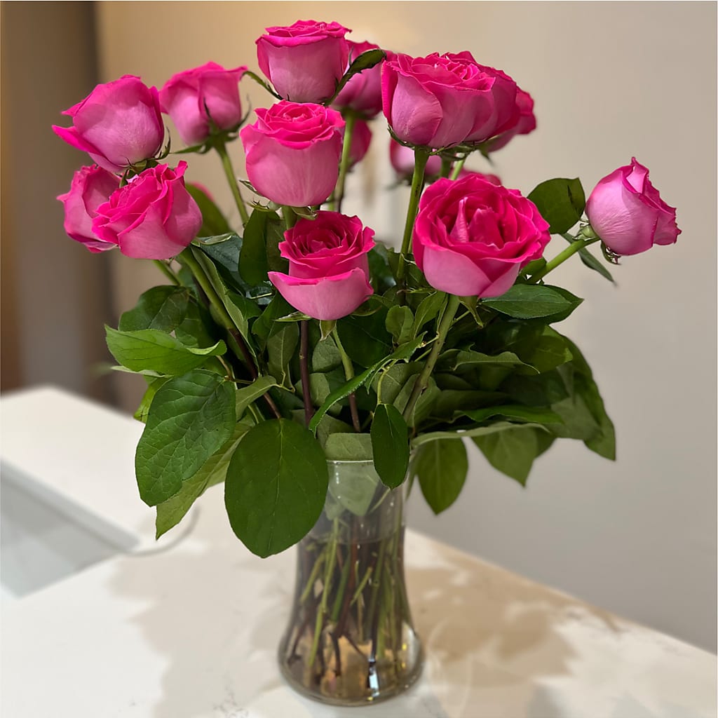 Long Stem Pink Rose Bouquet –  Guru Flowers, Port Saint Lucie FL