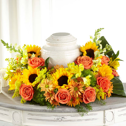 Faithful Sunflower Cremation Adornment –  Guru Flowers, Port Saint Lucie FL
