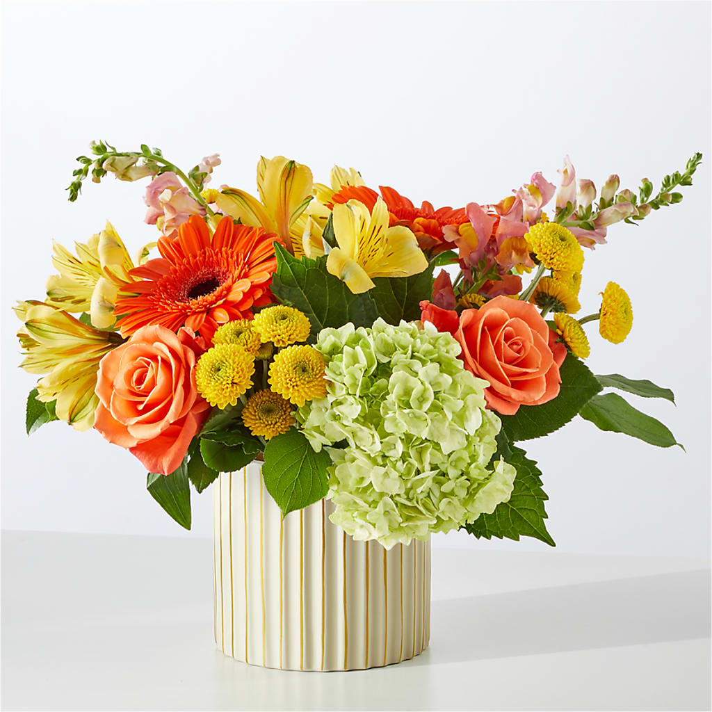Autumn Sunshine Bouquet with Ivory Vase –  Guru Flowers, Port Saint Lucie FL