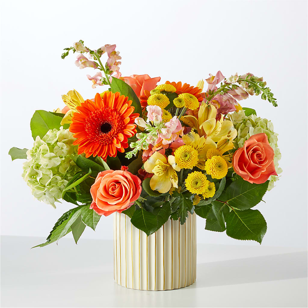 Autumn Sunshine Bouquet with Ivory Vase –  Guru Flowers, Port Saint Lucie FL