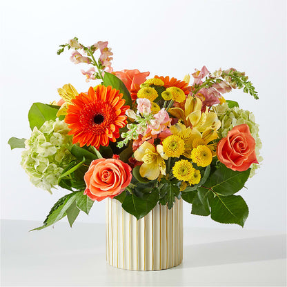 Autumn Sunshine Bouquet with Ivory Vase –  Guru Flowers, Port Saint Lucie FL