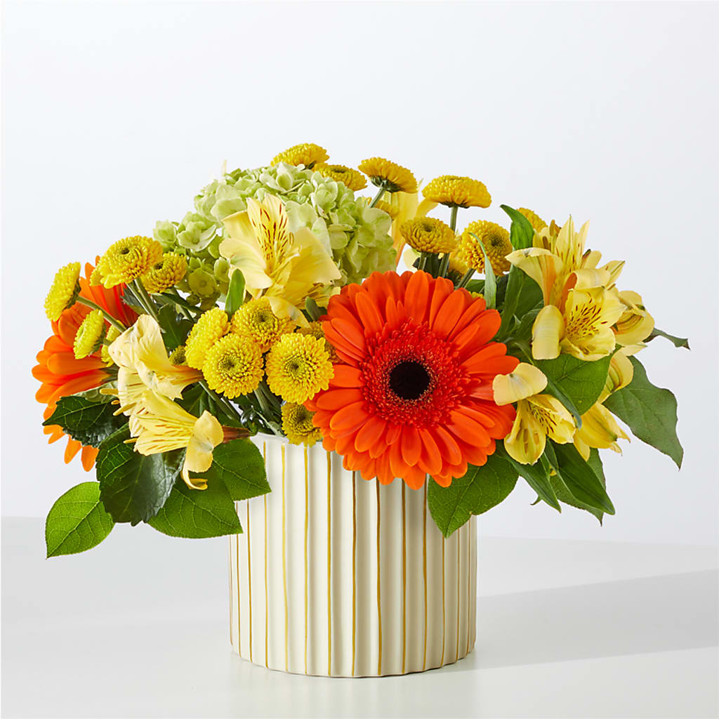 Autumn Sunshine Bouquet with Ivory Vase –  Guru Flowers, Port Saint Lucie FL